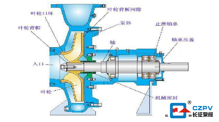 離心水泵結構組成 離心水泵結構組成