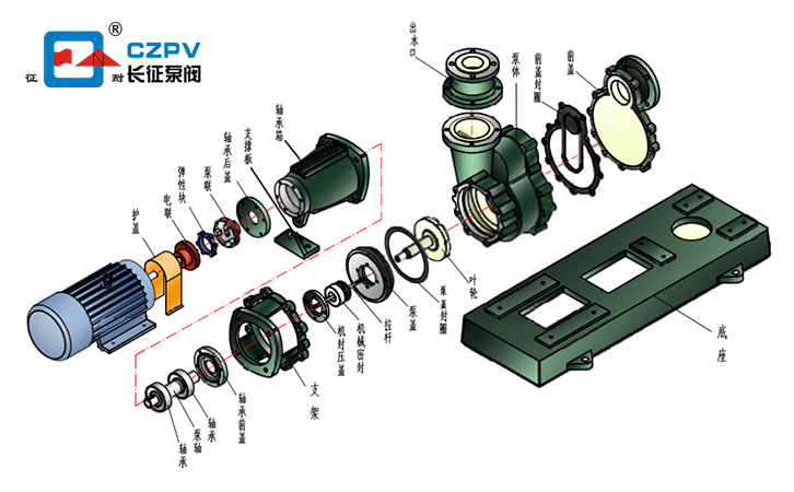 氟塑料離心泵拆裝圖 氟塑料離心泵拆裝圖