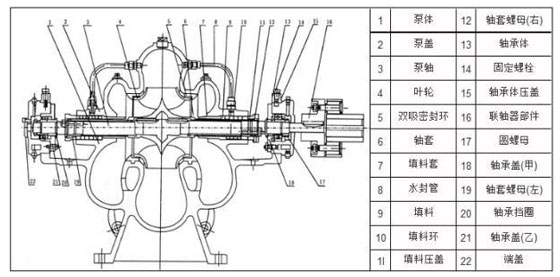 立式雙吸泵結(jié)構(gòu)示意圖 立式雙吸泵結(jié)構(gòu)示意圖